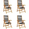 Image de vidaXL - Verstelbare - klapstoelen, - 4 - stuks, - zwart, - massief - acaciahout