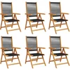 Image de vidaXL - Tuinstoelen - 6 - st - verstelbaar - massief - acaciahout - zwart