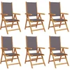 Image de vidaXL - Tuinstoelen - 6 - st - verstelbaar - hout - en - stof - antracietkleurig