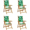 Image de vidaXL - Tuinstoelen - 4 - st - verstelbaar - massief - hout - en - stof - groen
