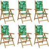 Image de vidaXL - Tuinstoelen - 6 - st - verstelbaar - massief - hout - en - stof - groen