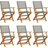 Image de vidaXL - Tuinstoelen - 6 - st - inklapbaar - poly - rattan - en - massief - hout - grijs