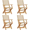 Image de vidaXL - Tuinstoelen - 4 - st - inklapbaar - poly - rattan - en - massief - hout - beige
