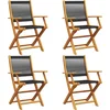 Image de vidaXL - Tuinstoelen - 4 - st - inklapbaar - massief - acaciahout - zwart