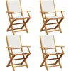 Image de vidaXL - Tuinstoelen - 4 - st - inklapbaar - massief - hout - en - stof - crèmewit
