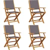 Image de vidaXL - Tuinstoelen - 4 - st - inklapbaar - massief - hout - en - stof - antracietkleur