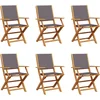 Image de vidaXL - Tuinstoelen - 6 - st - inklapbaar - massief - hout - en - stof - antracietkleur