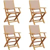 Image de vidaXL - Tuinstoelen - 4 - st - inklapbaar - stof - en - massief - hout - taupe