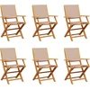 Image de vidaXL - Tuinstoelen - 6 - st - inklapbaar - stof - en - massief - hout - taupe