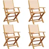 Image de vidaXL - Tuinstoelen - 4 - st - inklapbaar - stof - en - massief - hout - beige