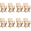 Image de vidaXL - Tuinstoelen - 8 - st - inklapbaar - stof - en - massief - hout - beige