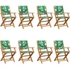 Image de vidaXL - Tuinstoelen - 8 - st - inklapbaar - stof - en - massief - hout - groen