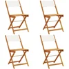 Image de vidaXL - Tuinstoelen - 4 - st - inklapbaar - massief - hout - en - stof - crèmewit