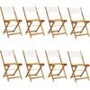Image de vidaXL - Tuinstoelen - 8 - st - inklapbaar - massief - hout - en - stof - crèmewit