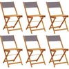Image de vidaXL - Tuinstoelen - 6 - st - inklapbaar - massief - hout - en - stof - antracietkleur