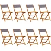 Image de vidaXL - Tuinstoelen - 8 - st - inklapbaar - massief - hout - en - stof - antracietkleur