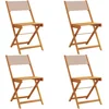 Image de vidaXL - Tuinstoelen - 4 - st - inklapbaar - stof - en - massief - hout - taupe