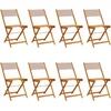 Image de vidaXL - Tuinstoelen - 8 - st - inklapbaar - stof - en - massief - hout - taupe