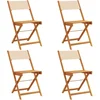 Image de vidaXL - Tuinstoelen - 4 - st - inklapbaar - stof - en - massief - hout - beige