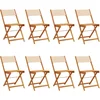 Image de vidaXL - Tuinstoelen - 8 - st - inklapbaar - stof - en - massief - hout - beige