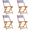 Image de vidaXL - Tuinstoelen - 4 - st - inklapbaar - stof - en - massief - hout - blauw - en - wit