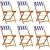 Image de vidaXL - Klapstoelen, - 6 - stuks, - blauw-witte - stof - en - massief - hout.