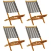Image de vidaXL - Opklapbare - stoelen, - 4 - stuks, - grijs, - massief - acaciahout