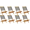 Image de vidaXL - Opklapbare - stoelen, - 8 - stuks, - grijs, - massief - acaciahout