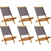 Image de vidaXL - Tuinstoelen - 6 - st - inklapbaar - massief - hout - en - stof - antracietkleur