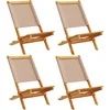 Image de vidaXL - Tuinstoelen - 4 - st - inklapbaar - stof - en - massief - hout - taupe