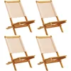 Image de vidaXL - Tuinstoelen - 4 - st - inklapbaar - stof - en - massief - hout - beige
