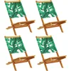 Image de vidaXL - Tuinstoelen - 4 - st - inklapbaar - stof - en - massief - hout - groen