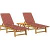 Image de vidaXL - Ligbedden - 2 - st - met - tafel - massief - acaciahout - rood