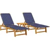 Image de vidaXL - Ligbedden - 2 - st - met - tafel - massief - acaciahout - donkerblauw