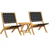 Image de vidaXL - Set - van - 2 - klapstoelen - met - tafel, - zwart, - massief - hout