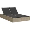 Image de vidaXL - Ligbed - 2-persoons - met - kussens - poly - rattan - lichtgrijs