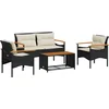 Image de vidaXL - 4-delige - Loungeset - met - kussens - poly - rattan - zwart