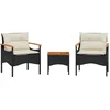Image de vidaXL - 3-delige - Loungeset - met - kussens - poly - rattan - zwart