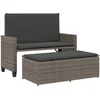 Image de vidaXL - Tuinbank - met - kussens - en - voetenbank - poly - rattan - grijs