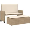 Image de vidaXL - Tuinbank - met - kussens - en - voetenbank - poly - rattan - beige