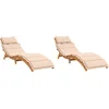 Image de vidaXL - Ligstoelen - 2 - st - met - kussens - massief - acaciahout - beige