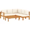 Image de vidaXL - 4-delige - Loungeset - met - kussens - massief - acaciahout