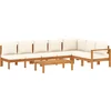 Image de vidaXL - 5-delige - Loungeset - met - kussens - massief - acaciahout