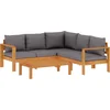 Image de vidaXL - 4-delige - Loungeset - met - kussens - massief - acaciahout