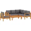 Image de vidaXL - 5-delige - Loungeset - met - kussens - massief - acaciahout