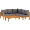 Image de vidaXL - 4-delige - Loungeset - met - kussens - massief - acaciahout