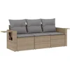 Image de vidaXL - 3-delige - Loungeset - met - kussens - poly - rattan - beige