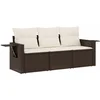 Image de vidaXL - 3-delige - Loungeset - met - kussens - poly - rattan - bruin