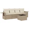 Image de vidaXL - 5-delige - Loungeset - met - kussens - poly - rattan - beige