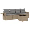 Image de vidaXL - 5-delige - Loungeset - met - kussens - poly - rattan - beige